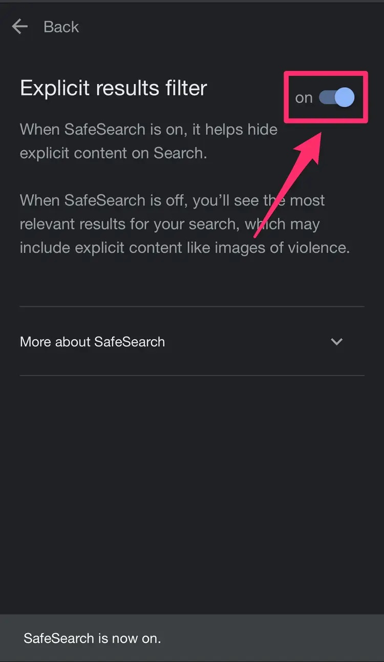 قابلیت SafeSearch